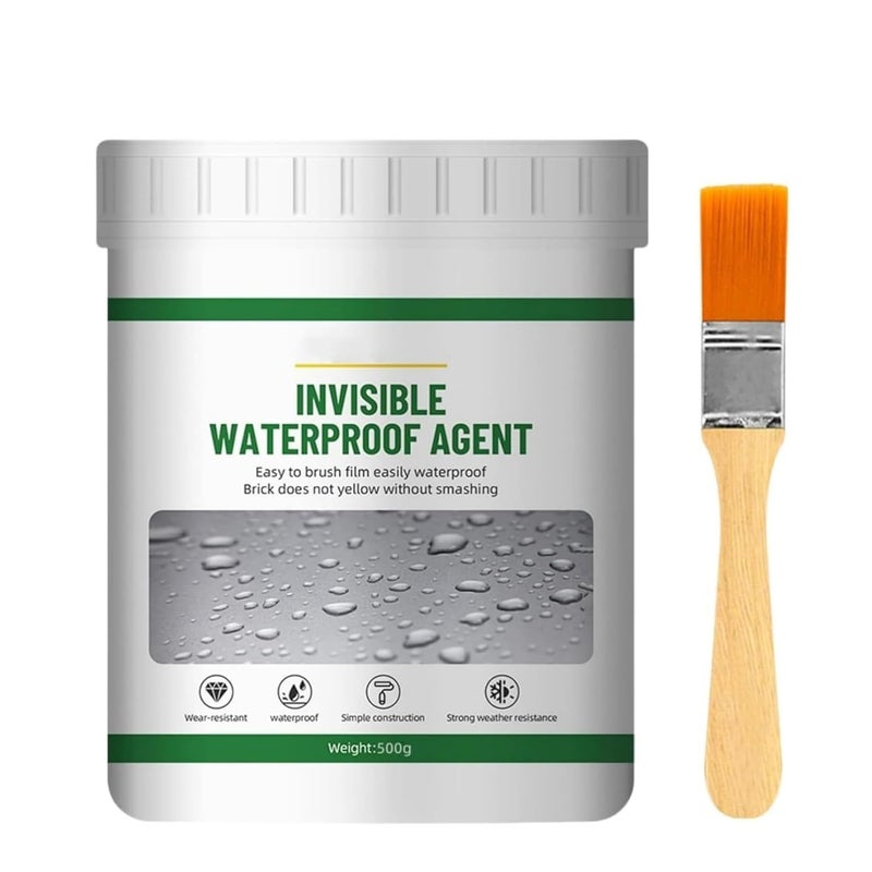 MAX-EMA GLOBAL ماكس إيما سائل مانع تسرب غير مرئي مقاوم للماء 500 جرام وكيل مضاد للتسرب لاصق قوي شفاف لرقع وتسرب سائل شفاف لإصلاح التسربات الداخلية والخارجية والفرشاة - Image 1