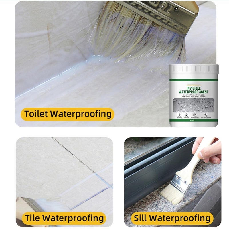 MAX-EMA GLOBAL ماكس إيما سائل مانع تسرب غير مرئي مقاوم للماء 500 جرام وكيل مضاد للتسرب لاصق قوي شفاف لرقع وتسرب سائل شفاف لإصلاح التسربات الداخلية والخارجية والفرشاة - Image 3