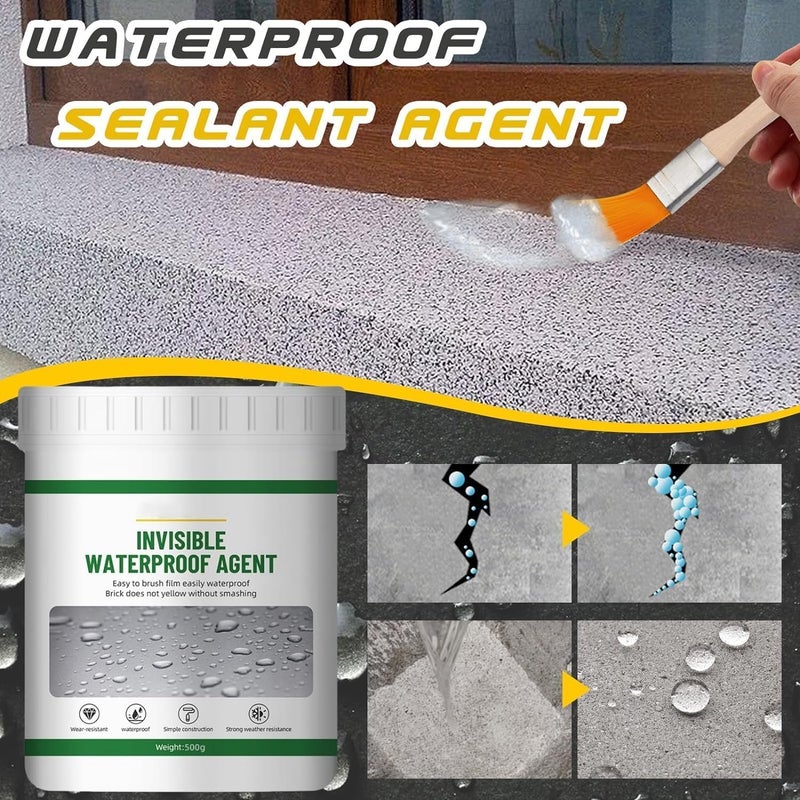 MAX-EMA GLOBAL ماكس إيما سائل مانع تسرب غير مرئي مقاوم للماء 500 جرام وكيل مضاد للتسرب لاصق قوي شفاف لرقع وتسرب سائل شفاف لإصلاح التسربات الداخلية والخارجية والفرشاة - Image 4