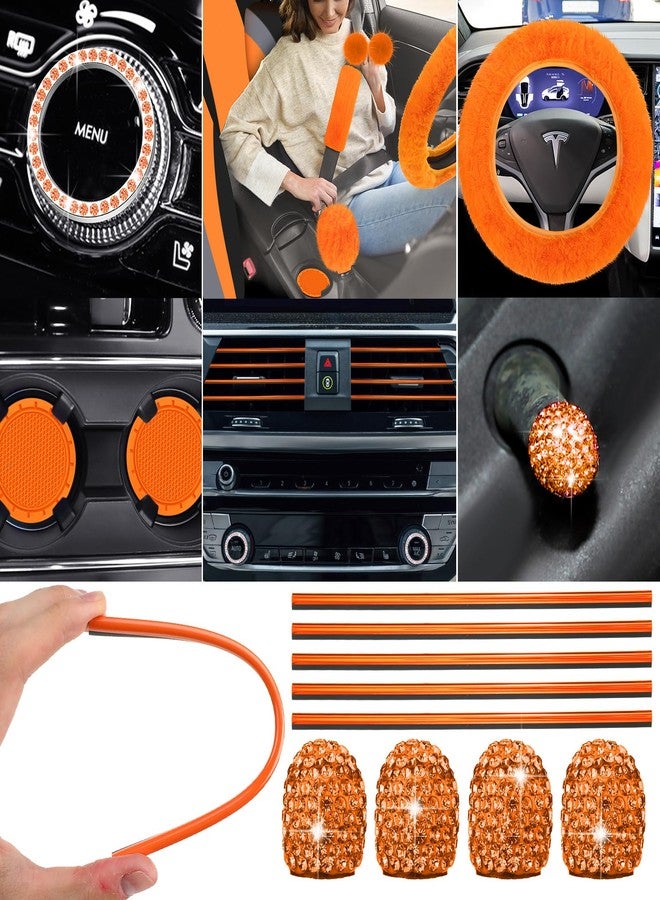 Woanger 47 Car Seat Cover Full Set for Women Included Car Front Rear Seat Fluffy Steering Wheel Cover Belt Automotive Floor Mats Air Conditioner Decoration Strip Universal - Image 4