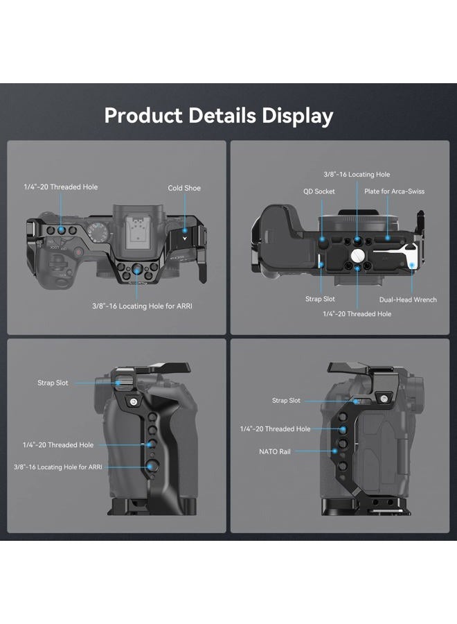 SmallRig Cage for Canon R8, Camera Cage for EOS R8 with1/4-20 Threaded Holes, 3/8"-16 Locating Holes for ARRI, Included Cold Shoe, QD Port and NATO Rail - 4212 - Image 2