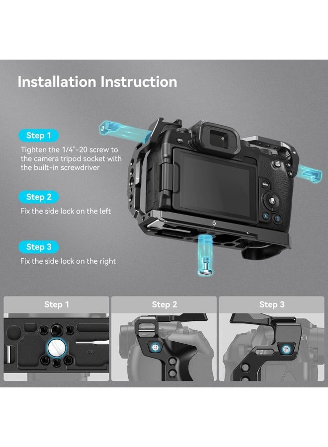 SmallRig Cage for Canon R8, Camera Cage for EOS R8 with1/4-20 Threaded Holes, 3/8"-16 Locating Holes for ARRI, Included Cold Shoe, QD Port and NATO Rail - 4212 - Image 4