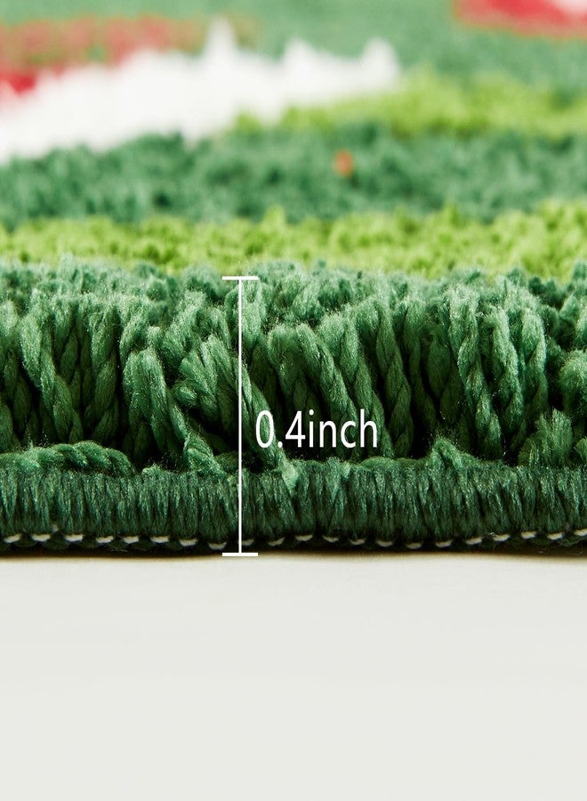 Ouyattle Cute Believe Christmas Bath Mat Non Slip Washable, 20''W x 32''L Green Grinch Reindeer Fun Xmas Bathroom Rugs Decorations, Holiday Winter Festive Seasonal Shaggy Microfiber Bath Rug Absorbent - Image 3