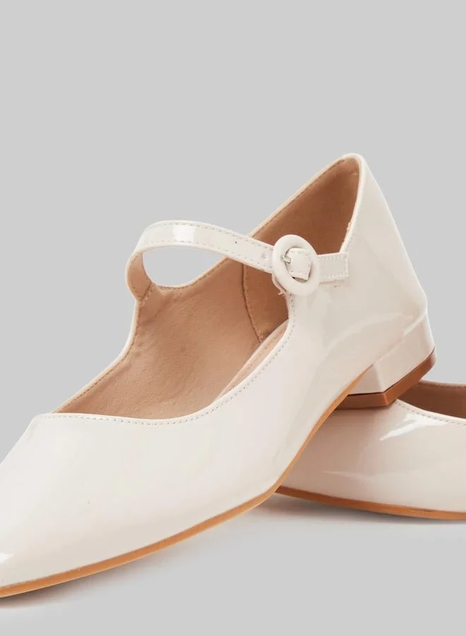 Styli Off-White Buckle strap Mary Jane Flats