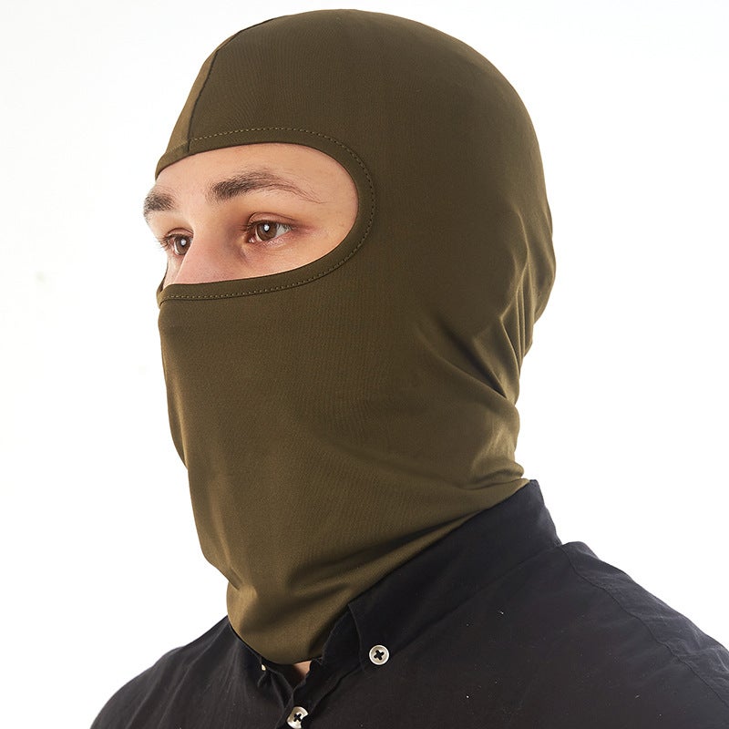 Generic Summer riding mask Ice Silk headgear sunscreen dustproof full face neck protection headgear bicycle electric car inner liner Cap TT-11 Army Green
