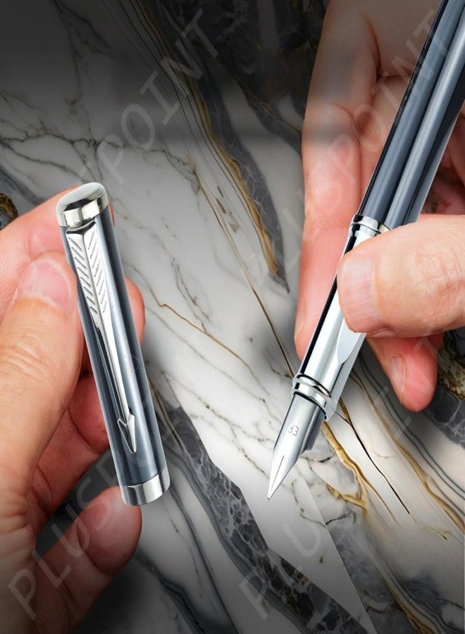PLUSPOINT Fountain Pen for Students | Iridium Tip Nib Refillable Fountain Pen with 2 Ink Refills | Office Stationery Gift for Kids | Perfect for Office and School Use (Phantom), Blue - Image 2