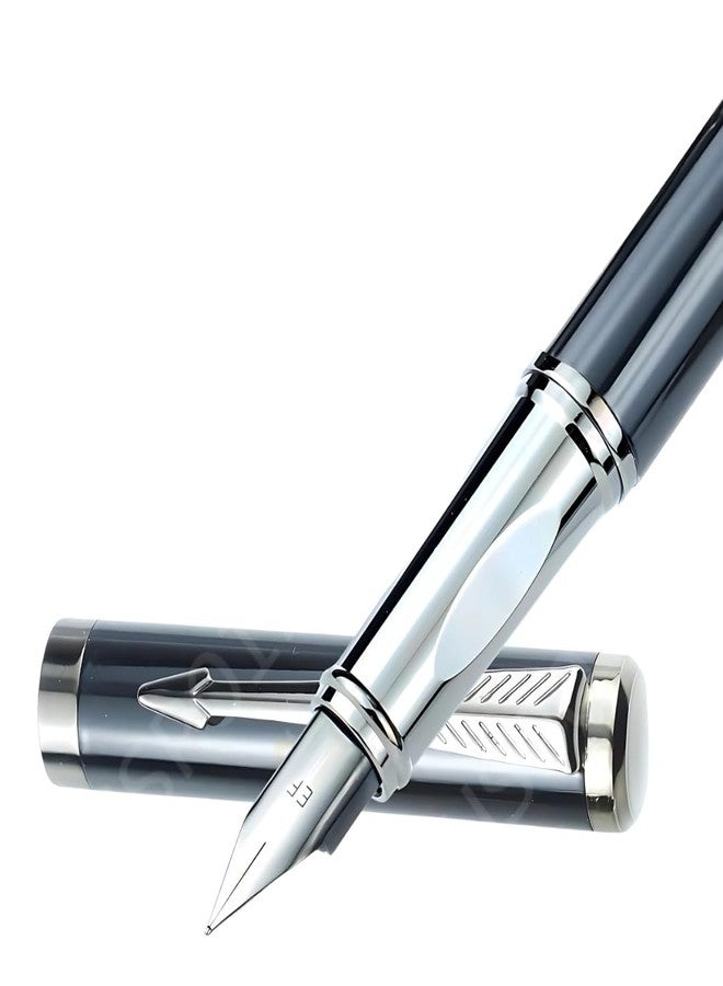 PLUSPOINT Fountain Pen for Students | Iridium Tip Nib Refillable Fountain Pen with 2 Ink Refills | Office Stationery Gift for Kids | Perfect for Office and School Use (Phantom), Blue - Image 1