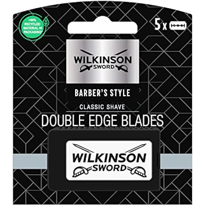 Wilkinson Sword  Barbers Style The Edger for Men 5 Double Edge Replacement Blades - Image 2