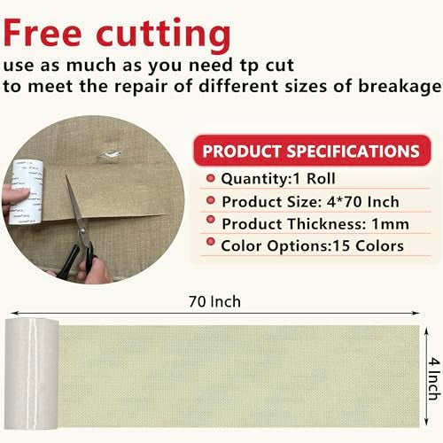 Gheeidau Linen Repair Tape 4x70 Inch SelfAdhesive Couch Patch Repair Fabric Patch for FurnitureSofasCushionChairsBagsLinen GoodsOffWhite - Image 3