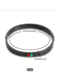 MARIO DRAFTS Luxury Diamond Pattern Bangle Bracelet, Gold-Toned with Red and Green Accent, Unisex  - Image 1