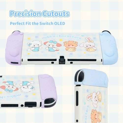 GeekShare Protective Case for Switch OLED,Slim Cover Case Compatible with Switch OLED Separable Soft Silicone Protective Shell for Joy Con with 2 Thumb Grip Caps - Mikko Sweet Thoughts - Image 4