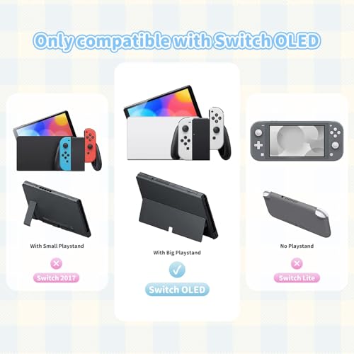 GeekShare Protective Case for Switch OLED,Slim Cover Case Compatible with Switch OLED Separable Soft Silicone Protective Shell for Joy Con with 2 Thumb Grip Caps - Mikko Sweet Thoughts - Image 2