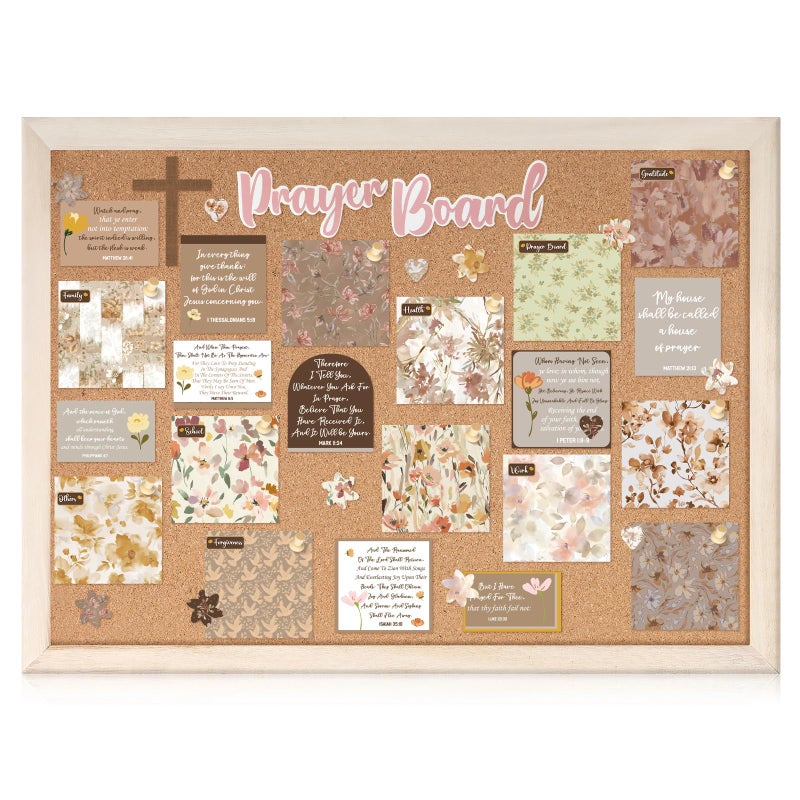 Chunful 100 Pcs Prayer Board Kit Prayer Supplies for Women with Pins Envelope and Bible Verse Quotes Floral Christian Gift DIY Wall Art for Living Room Office(Not Including Board) - Image 1