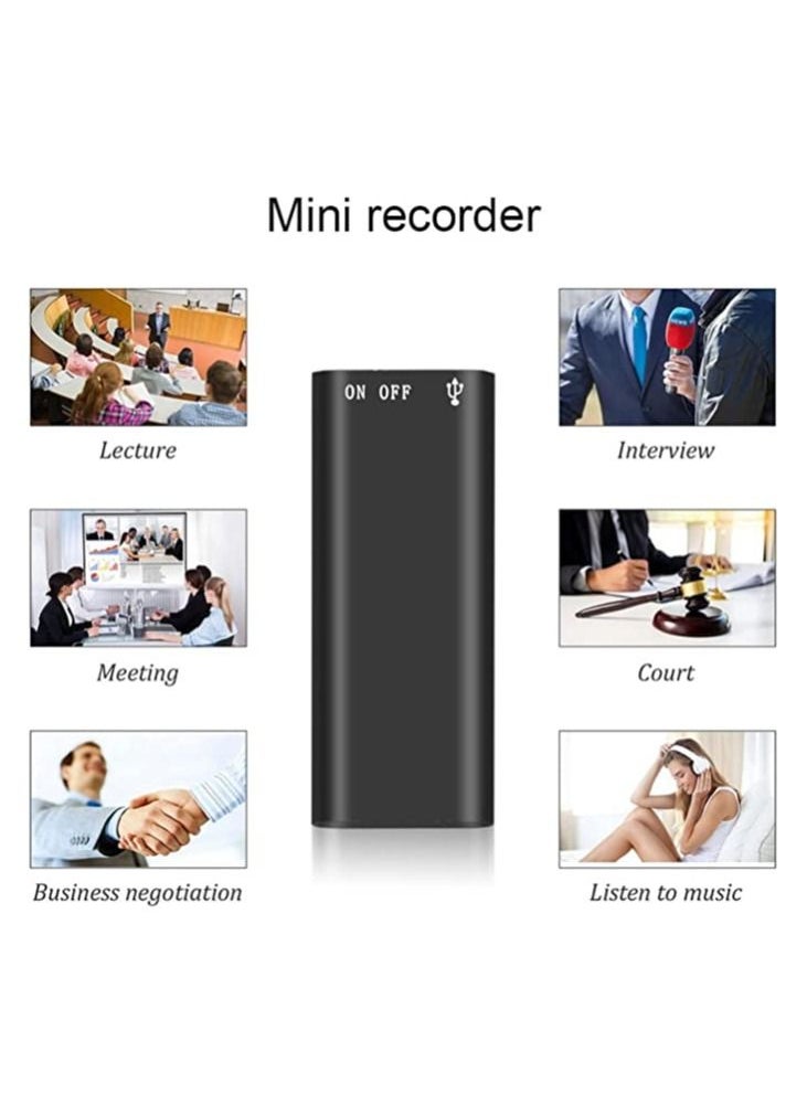 Only 0.3 inches thick,Mini Voice Activated Recorder,Digital Audio Recorder,Small Listening Device (16GB)