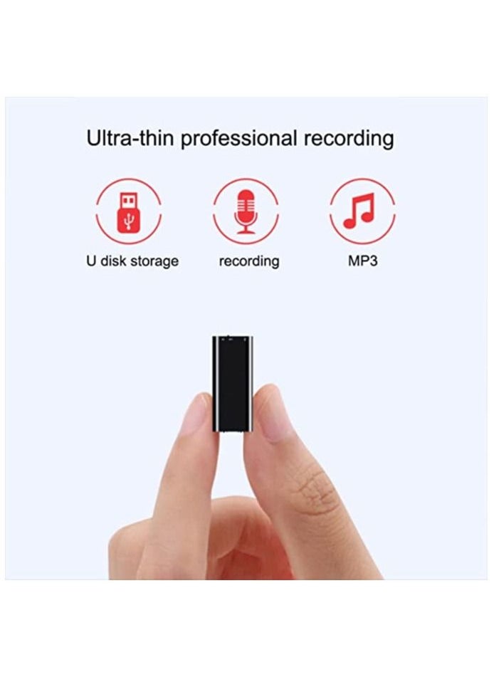 Only 0.3 inches thick,Mini Voice Activated Recorder,Digital Audio Recorder,Small Listening Device (16GB)