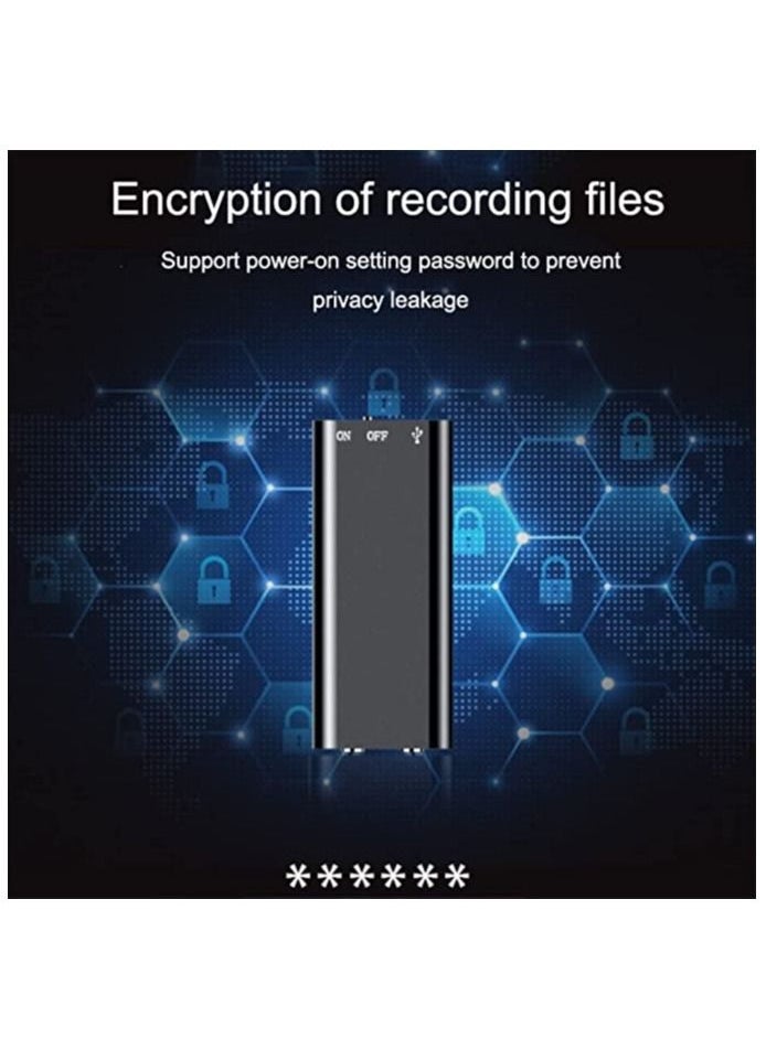 Only 0.3 inches thick,Mini Voice Activated Recorder,Digital Audio Recorder,Small Listening Device (16GB)