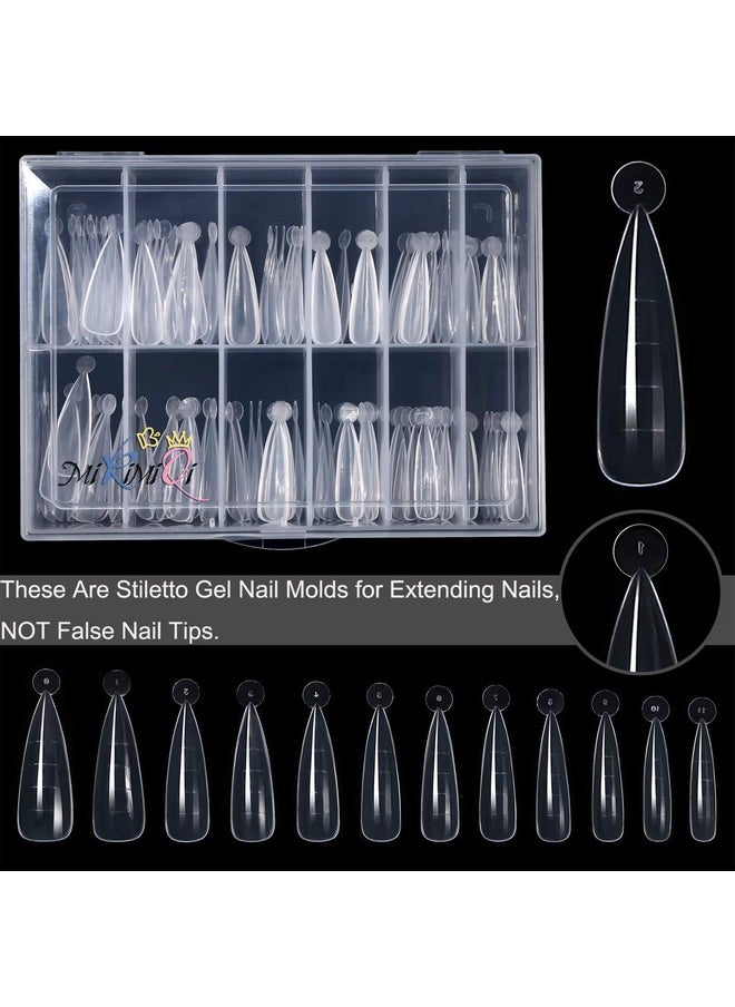 MIKIMIQI - Dual Nail Forms Set Poly Gel Quick Building Nail Kit 120Pcs Stiletto Gel Nail Molds With 10Pcs Acrylic Nail Tips Clips 1Pc Dualended Poly Extension Gel Brush Nail File For Polygel Extension - Image 1