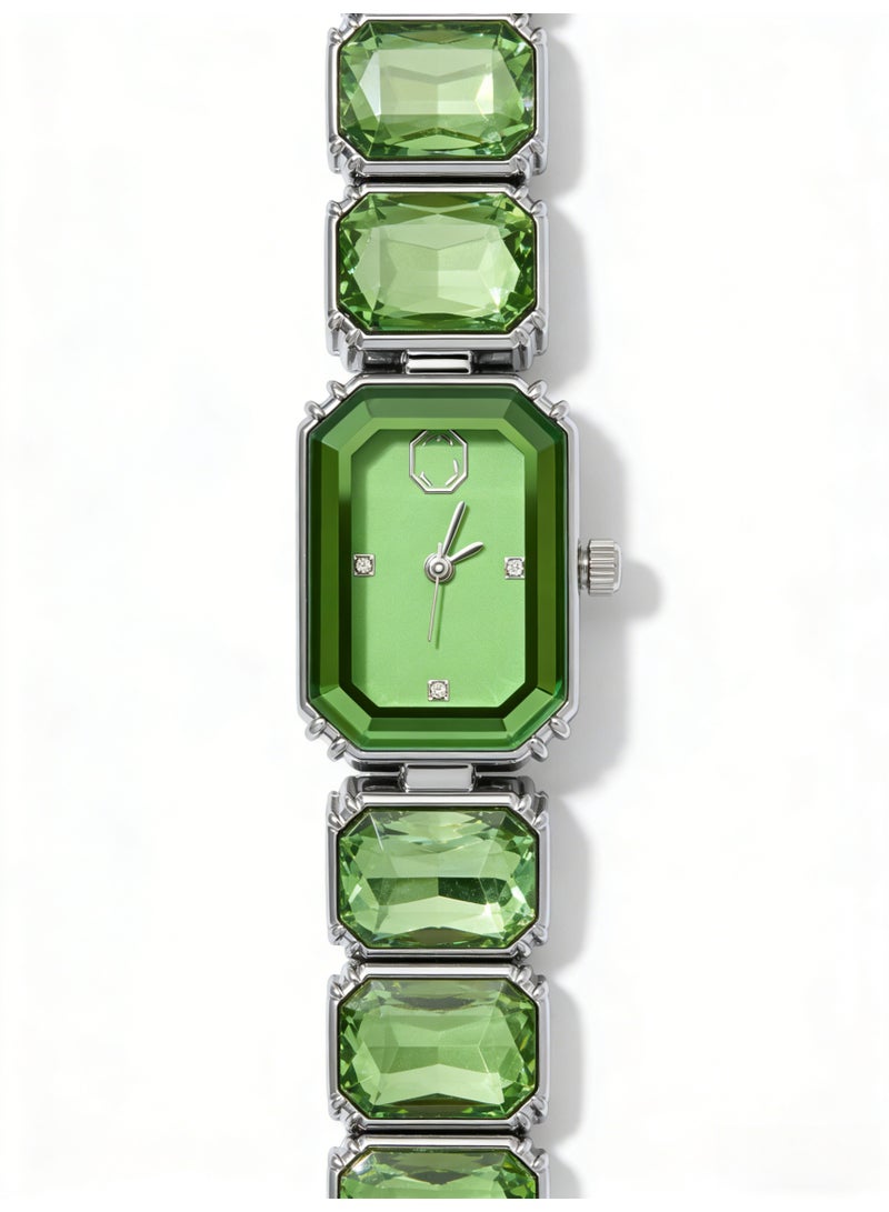 سواروفسكي Swarovski Millenia Octagon Cut Green Crystal Bracelet Watch - Model 5652705 / 5630845 - Image 2