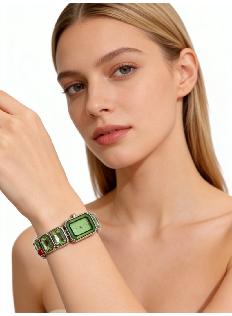 سواروفسكي Swarovski Millenia Octagon Cut Green Crystal Bracelet Watch - Model 5652705 / 5630845 - Image 3