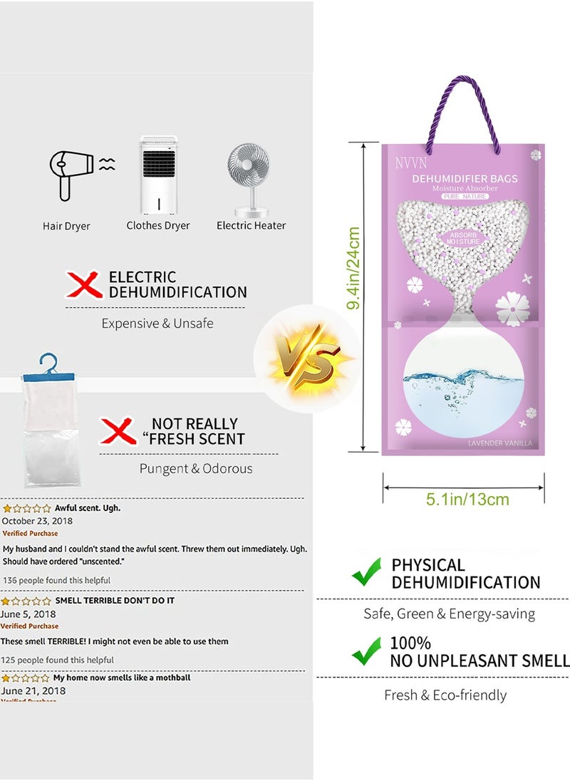URbazaar 10 Pack Drying Agent Moisture Absorber Bags Hanging Closet Dehumidifier Bags Anti Mold Desiccant Bags Humidity Packs Wardrobe Dehumidifier for Closet, Safe, Cars, Wardrobes, Basement（lavender flavor）  - Image 2