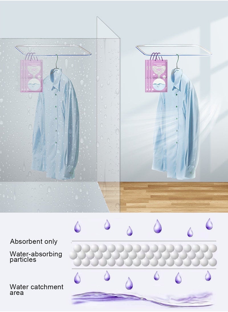 URbazaar 10 Pack Drying Agent Moisture Absorber Bags Hanging Closet Dehumidifier Bags Anti Mold Desiccant Bags Humidity Packs Wardrobe Dehumidifier for Closet, Safe, Cars, Wardrobes, Basement（lavender flavor）  - Image 4
