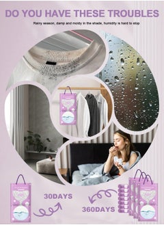 URbazaar 10 Pack Drying Agent Moisture Absorber Bags Hanging Closet Dehumidifier Bags Anti Mold Desiccant Bags Humidity Packs Wardrobe Dehumidifier for Closet, Safe, Cars, Wardrobes, Basement（lavender flavor）  - Image 5