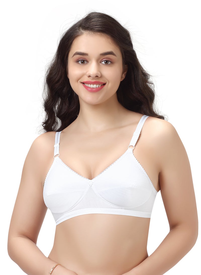 RAJNI Women's Bra B Cup 100% Cotton Breathable Non-Padded Double Layer Adjustable Straps Wire-free Plus Size Pack of 3 - Image 2