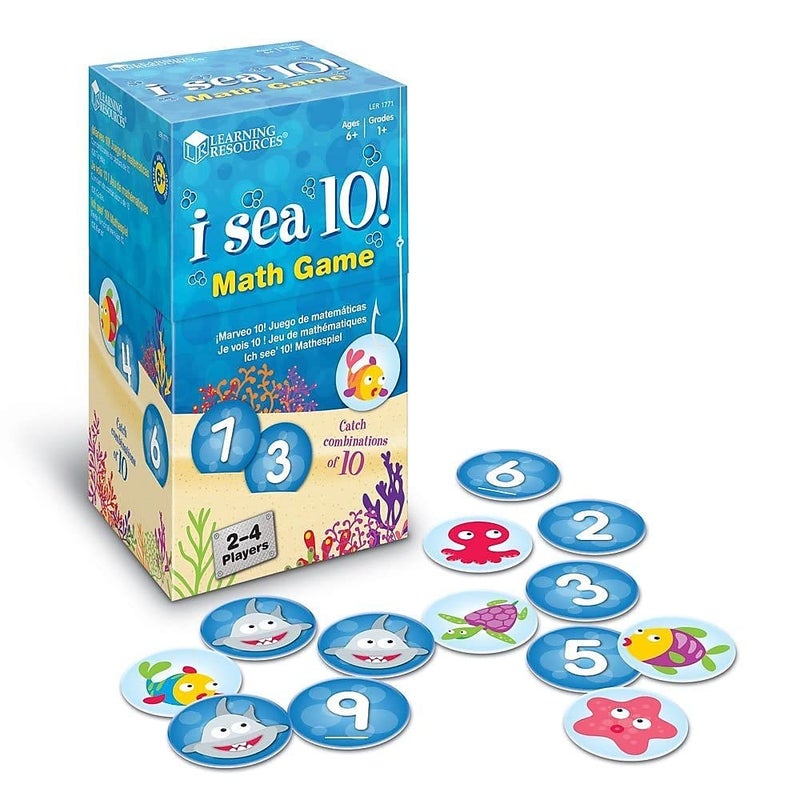 Learning Resources Learning Resources I Sea 10! Game, Math Games, Addition and Subtraction, Homeschool & Classroom Math Games, Educational, Includes 100 Cards, Ages 6+ - Image 1