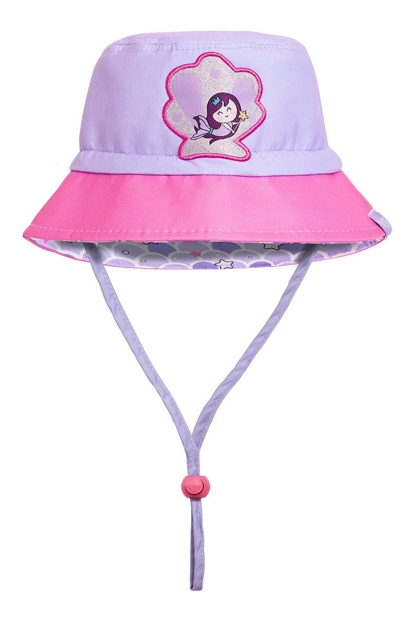 ميلك آند مو قبعة شمسية للرضّع، قبعة شمسية للأطفال من عمر 0 إلى 18 شهرًا، بحزام ذقن قابل للتعديل، تصميم مطاطي مريح، قماش خفيف الوزن، قبعة للأطفال الصغار بتصميم حورية البحر – صناعة تركية. - Image 1