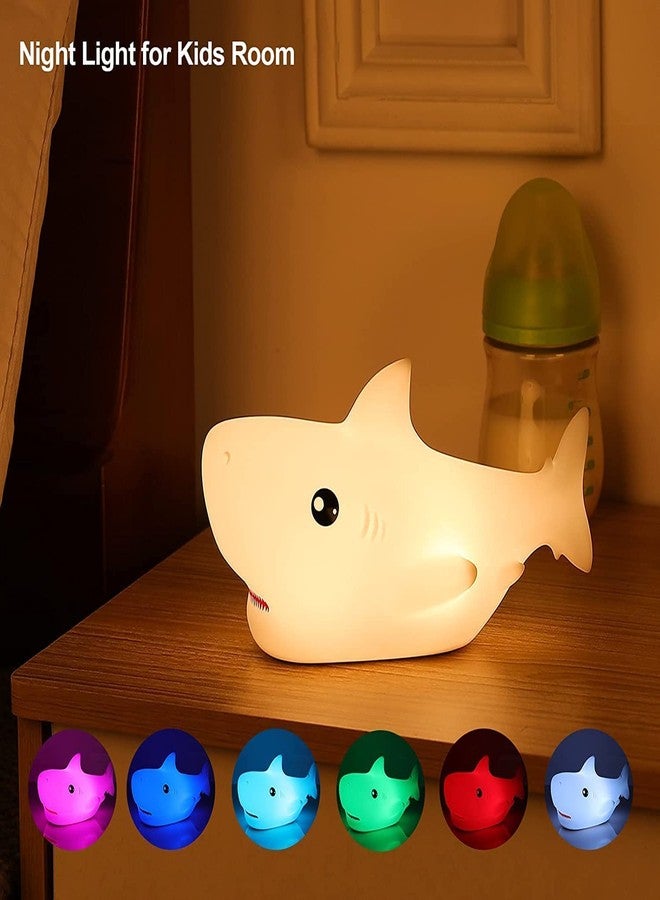 HEYOL Night Lamp, Night Lamp for Kids, Silicone Cute Shark Table Lamp, Birthday Gift for Girls/Boys, Colour Changing with USB Rechargeable Night Light for Kids Bedroom - Image 2