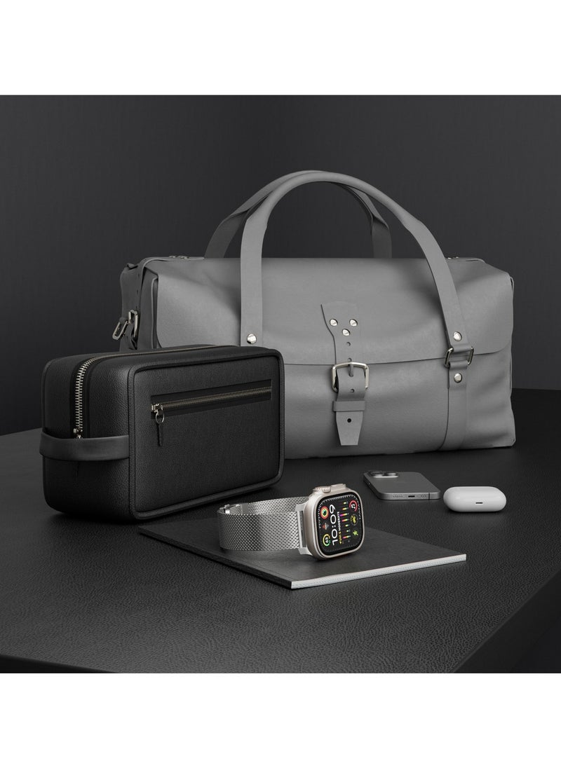 LEVELO - Ferra Milanese Apple Watch 49/46mm Strap with Hypoallergenic Material / Anti-Oxidation Technology / Adjustable Length / 24/7 Wearability / Water Resistance / Durable Stainless Steel - Titanium - Image 1