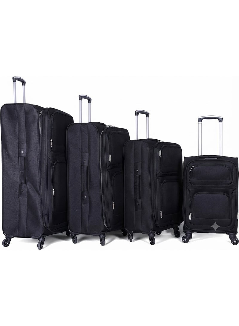 Heavy Duty Oxford Luggage Trolley Bag Black Scratch Resistant with 360 Degree Swivel Wheels Sizes 20 24 28 32 - Image 1