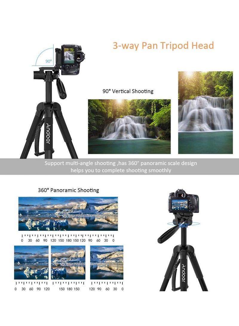 ANDOER Metal Tripod for Photography, 360 Degree Rotation, with Carrying Bag, Foldable, Easy to Use / Black - Image 5