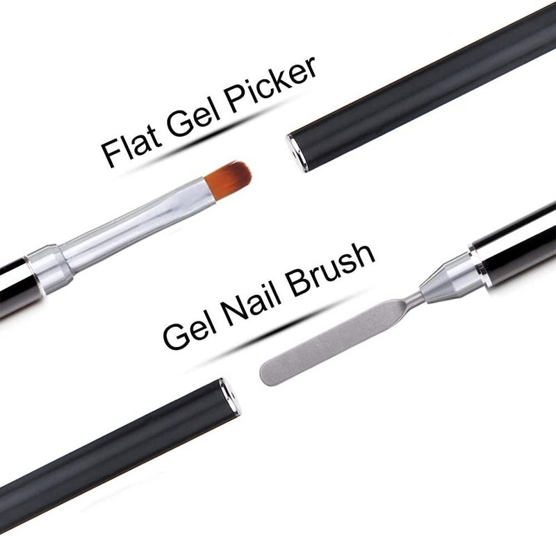 Royalkart Dual-Ended Polygel Acrylic Nail Art Brush & Picker, 2-in-1 Gel Nail Brush and Nail Pusher Peeler Scraper for Polygel UV Acrylic Nails Extension Professional or Home Use Pack Of 3 - Image 2