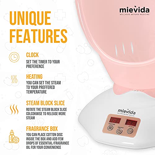 MIEVIDA Steam Inhaler Vaporizer & Facial Steamer With Timer & Temperature Control System(Pink) - Image 3