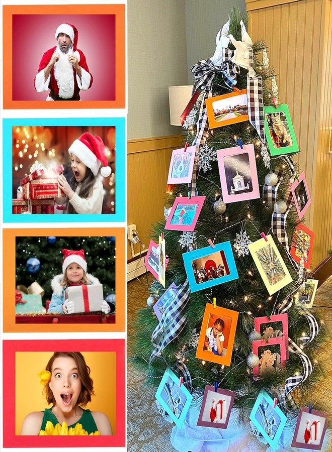 Prescent Multicolor Paper Photo Frame Kraft Paper Picture Frames DIY Cardboard Photo Frames with Wood Clips and Jute Twine (Multicolor - 30 pcs) - Image 2