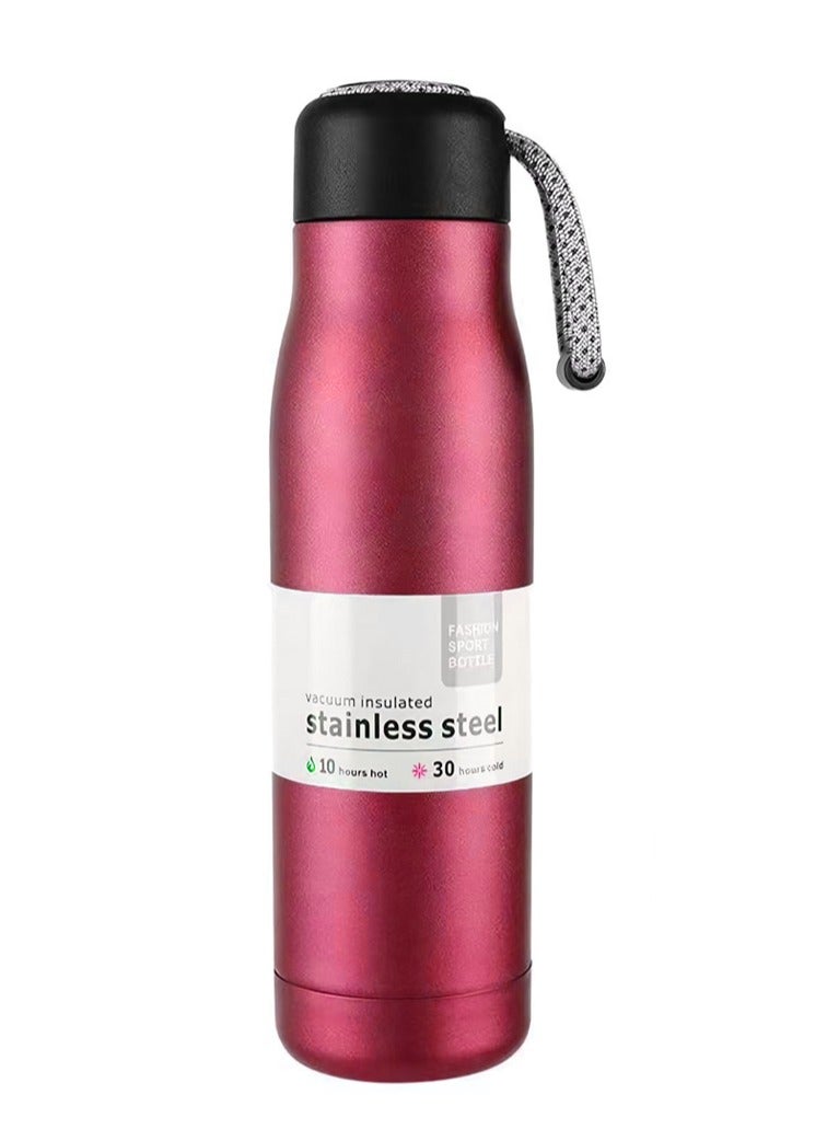 Bisbell Stainless Steel Water Bottle Double Wall Vacuum Insulated Wide Mouth Flask with Leakproof Portable Lid,BB2637,Berry - Image 1