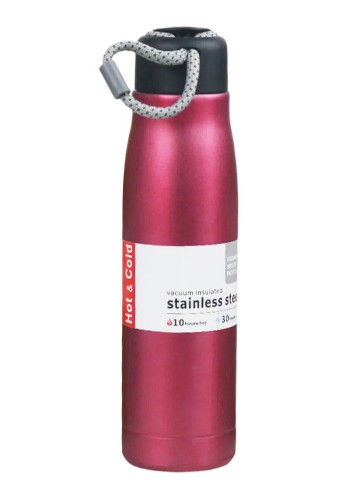 Bisbell Stainless Steel Water Bottle Double Wall Vacuum Insulated Wide Mouth Flask with Leakproof Portable Lid,BB2637,Berry - Image 4