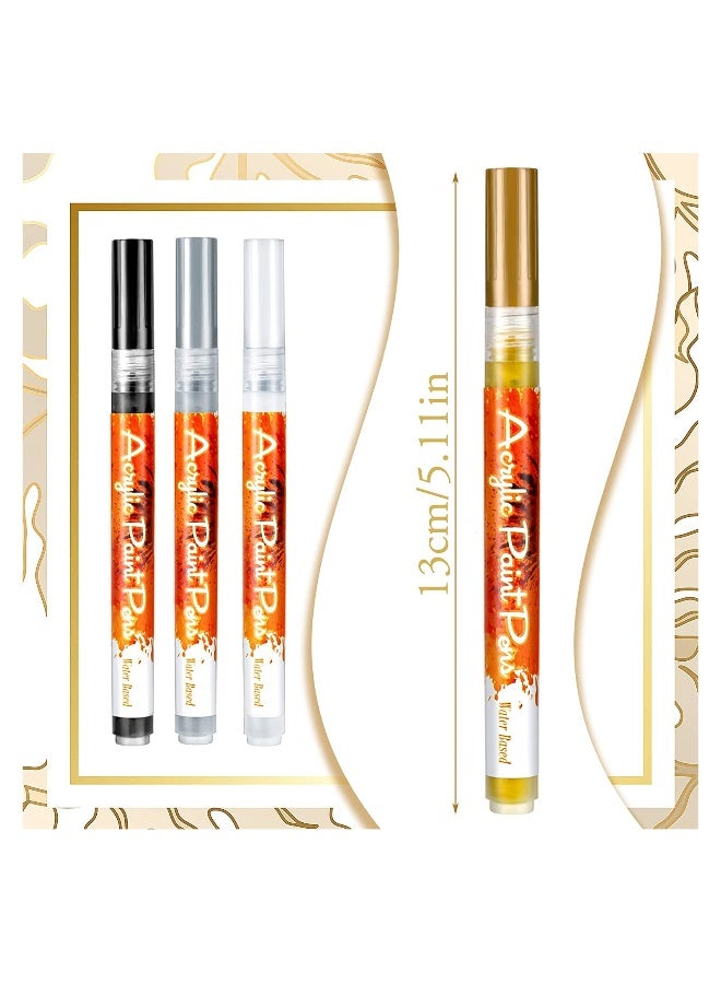 Nail Art Pen 4 Pieces Nail Polish Pens Portable Nail Art Pens Fine Tip Nail Painting Drawing Nail Graffiti Pen Quick Dry DIY Flower Abstract Lines Details Nail Art Pens (Gold, Silver, Black, White) - Image 2