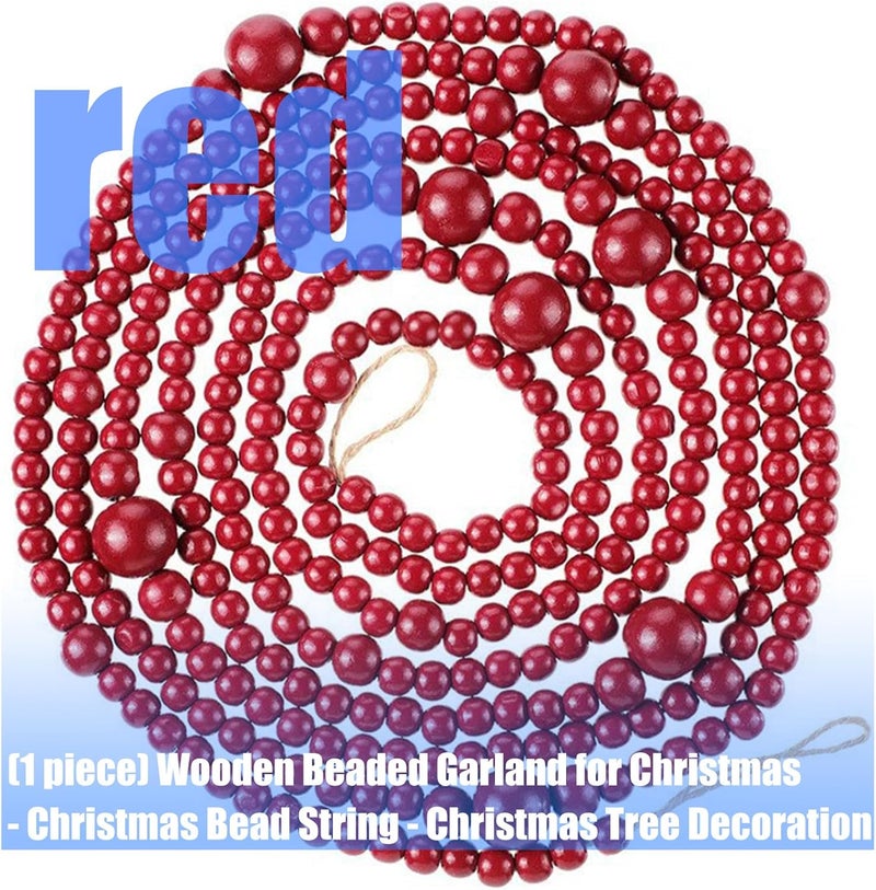 Portable Wooden Christmas Bead Strands for Indoor Holiday Decorations Tree Window Wall Hanging Festival Party Supplies Wooden Bead Garlands - Image 4