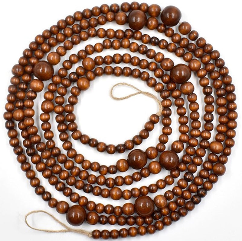 Portable Wooden Christmas Bead Strands for Indoor Holiday Decorations Tree Window Wall Hanging Festival Party Supplies Wooden Bead Garlands - Image 1