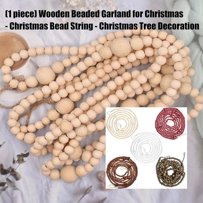Portable Wooden Christmas Bead Strands for Indoor Holiday Decorations Tree Window Wall Hanging Festival Party Supplies Wooden Bead Garlands - Image 2