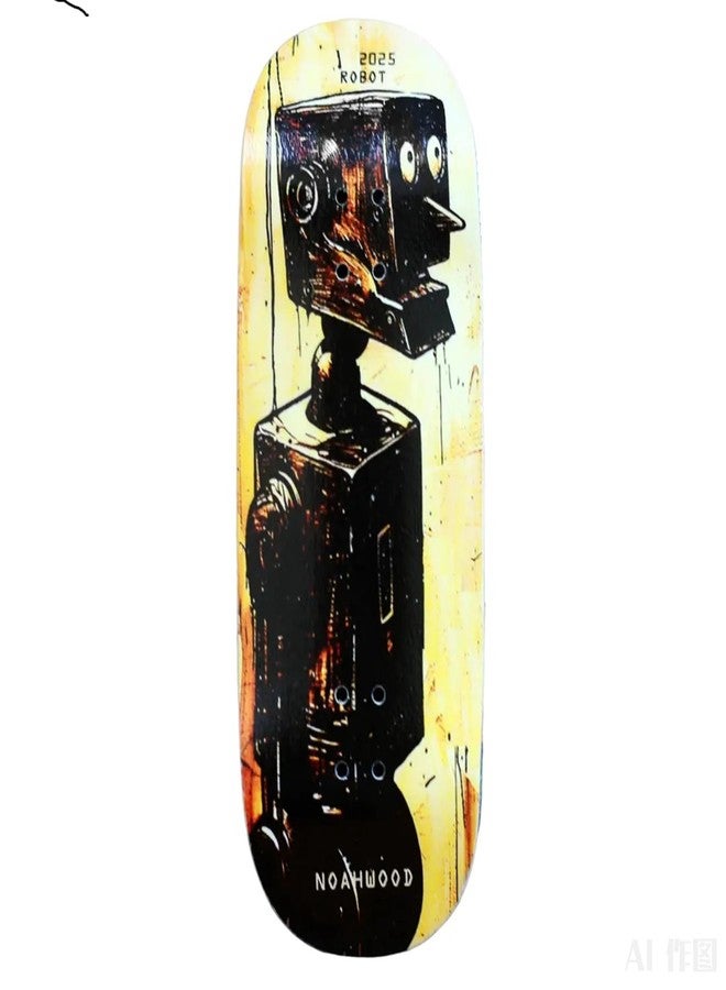 NOAHWOOD 15s PRO Fingerboard Deck (5-Layer Colour Maple Wooden Pro Concave 35 x 98mm Handmade Deck + 2 Grip Tape) Robot - Image 1