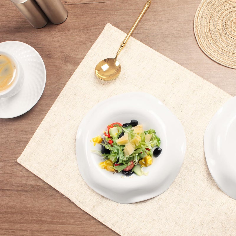 jinsongdafa Soup Bowls Pasta Bowls Rimmed Plates White Salad Bowls Set of 2 Porcelain Wide Rim Bowls 6 Oz Microwave  Dishwasher Safe Best for foodies and restaurants 83 Inch flanging - Image 4