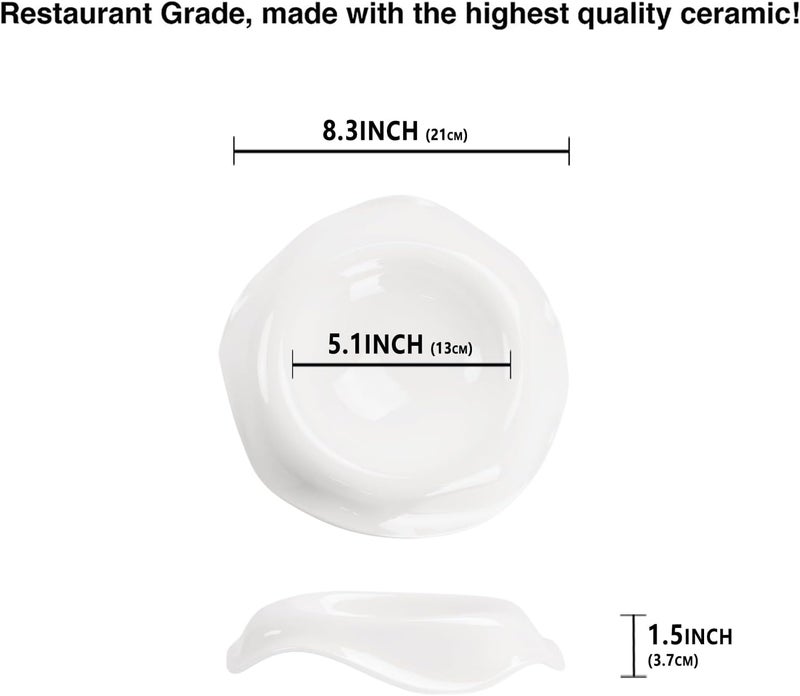 jinsongdafa Soup Bowls Pasta Bowls Rimmed Plates White Salad Bowls Set of 2 Porcelain Wide Rim Bowls 6 Oz Microwave  Dishwasher Safe Best for foodies and restaurants 83 Inch flanging - Image 2
