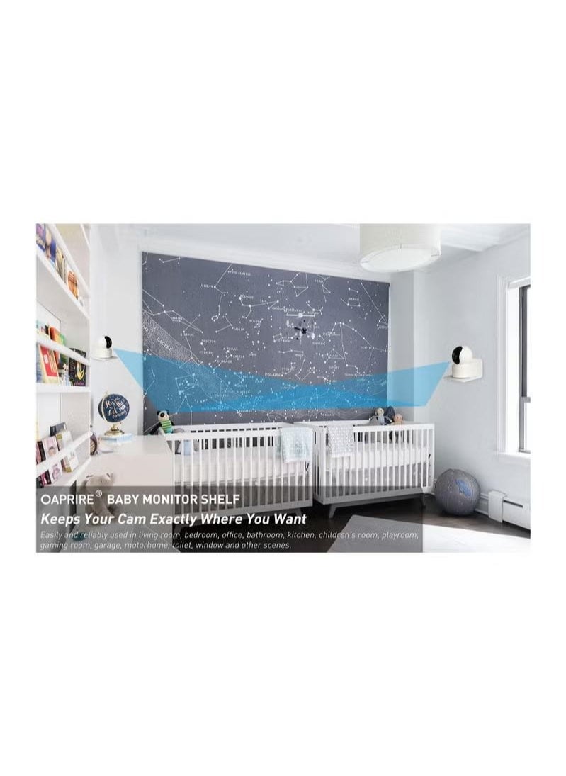 XiuWoo - Floating Wall Shelves Set of 3, Shelf for Baby Monitors, Speakers, Universal Small Wall Shelf with Cable Clips, White - Image 1