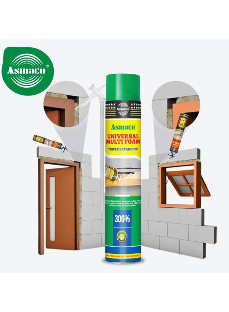 اسماكو بخاخ رغوة البولي يوريثان من ASMACO - رغوة ثلاثية التمدد - رغوة البولي يوريثان متعددة الأغراض - جاهزة للاستخدام - سريعة الجفاف - رغوة البولي يوريثان المقاومة للرطوبة تستخدم في المقام الأول لإغلاق العزل والنوافذ ومساحات تكييف الهواء - Image 2
