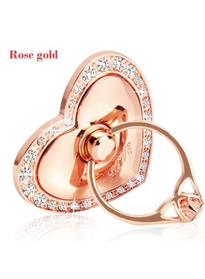 TOPWOOZU Phone Stand, Luxury Updated Re-Usable Metal Stainless Phone & Tablet Anti Drop Ring Stand Holder with Diamonds for iPhone iPod iPad Samsung and More (Heart Shape) (Rosegold) - Image 1