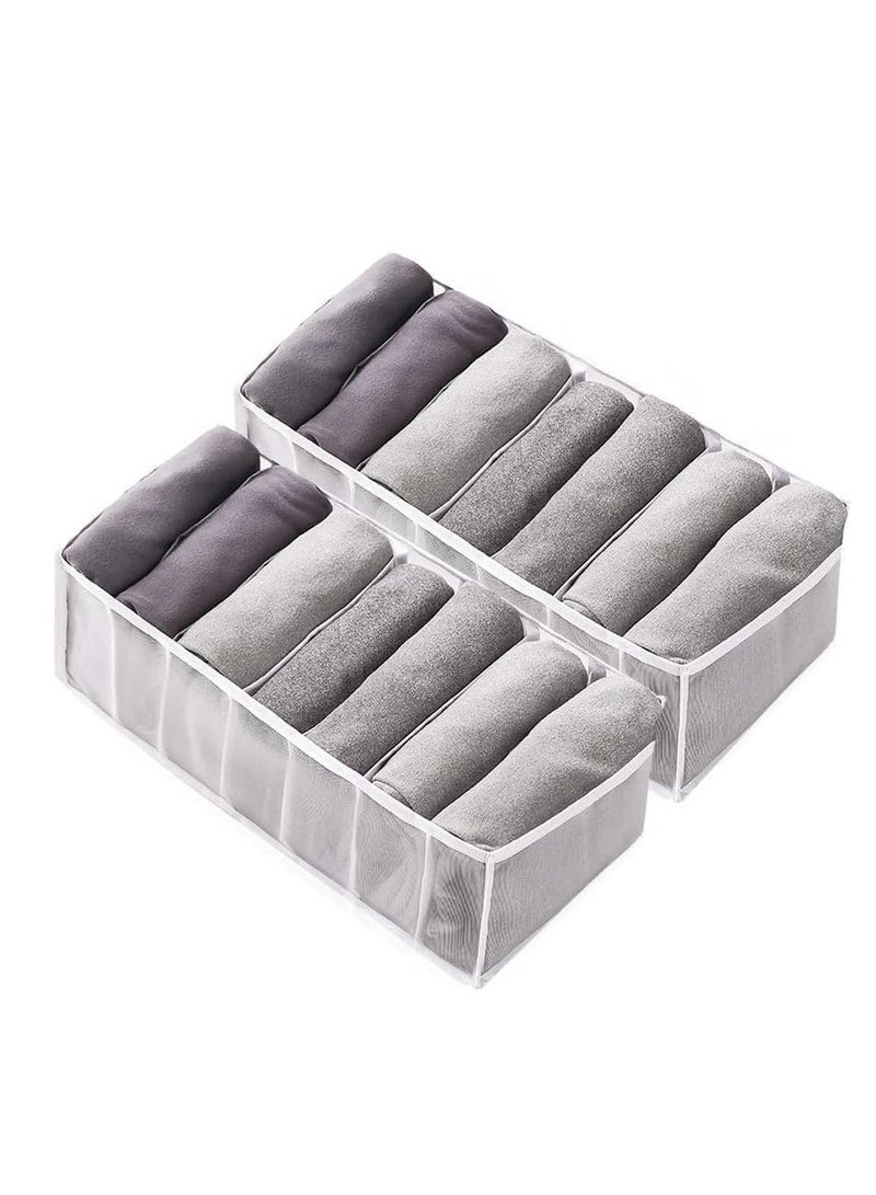 Pants Drawer Organizer Divider Underwear Organizer, 7 Cells Jeans Compartment Storage Foldable Closet Cabinet Organizer Underwear Mesh Storage Boxes for Socks, Handkerchiefs, Belts  - Image 1