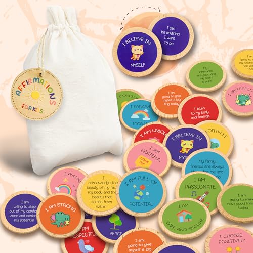 STOFINITY Positive Affirmations Cards for Kids - Daily Affirmations for Kids, Positive Affirmation Chips for Toddlers Child, Motivational Quotes Inspirational Tokens Bulk Classroom Gifts for Students - Image 1